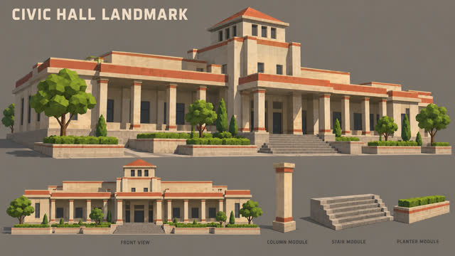 Concept sheet 24: Civic hall (early study)