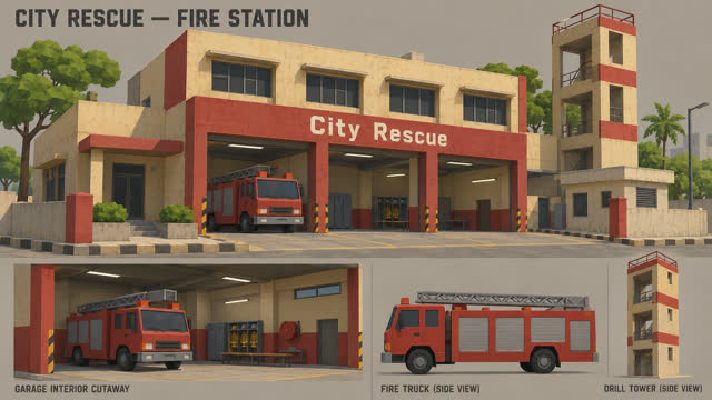 Concept sheet 55: City Rescue fire station