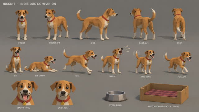 Concept sheet 65: Biscuit the indie dog