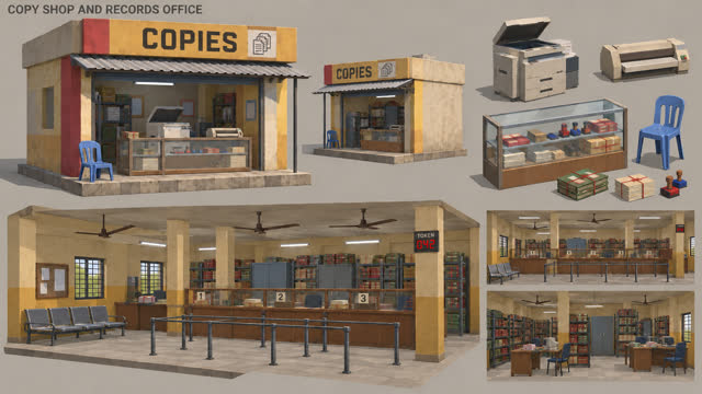 Concept sheet 73: Leela's copy shop and records office