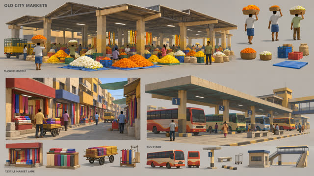 Reference concept art for Chickpet & KR Market