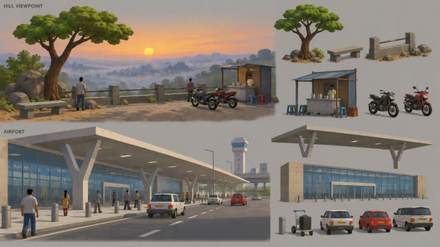 Reference concept art for Airport & Nandi Hills