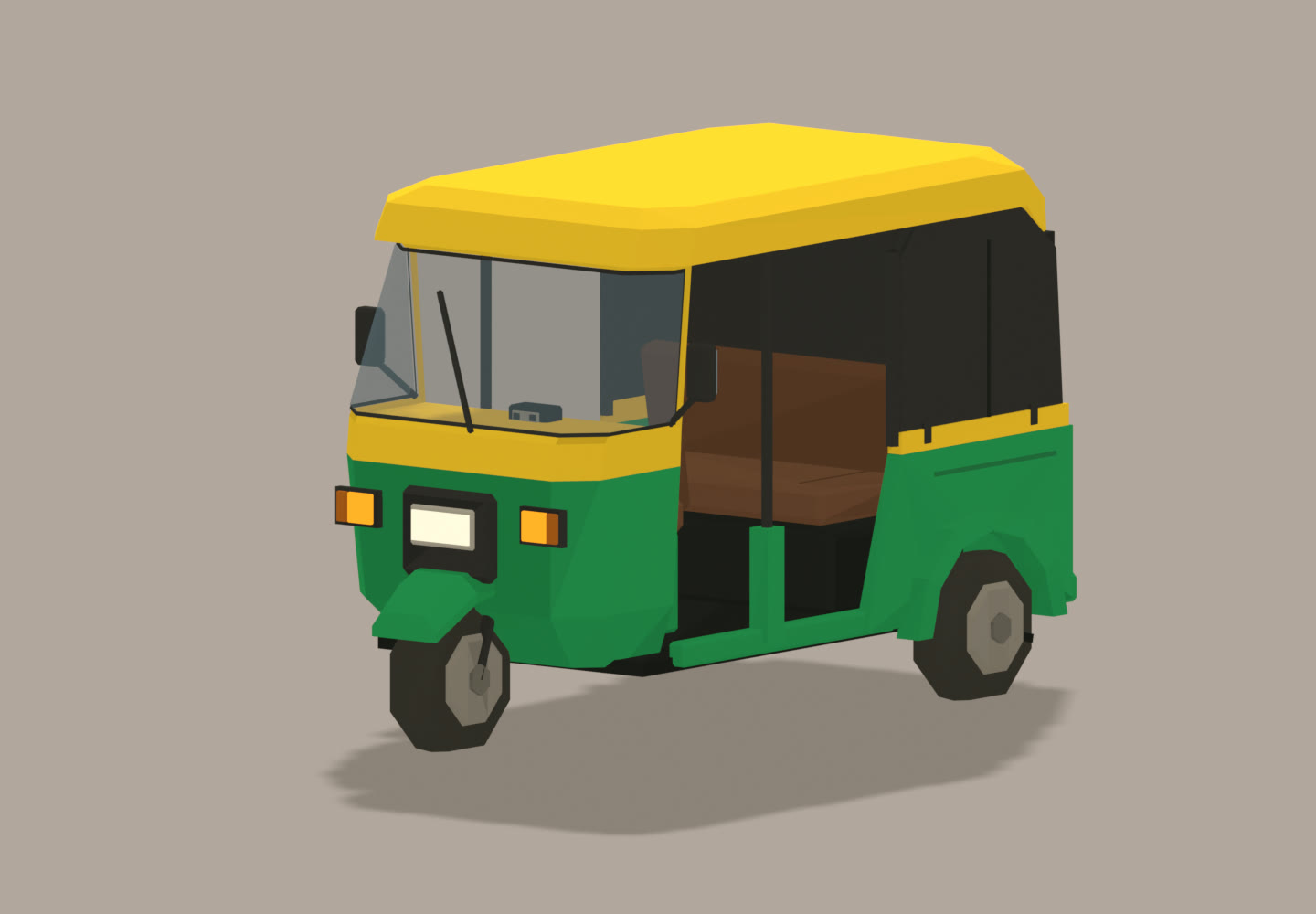 Blender render of the auto-rickshaw model.